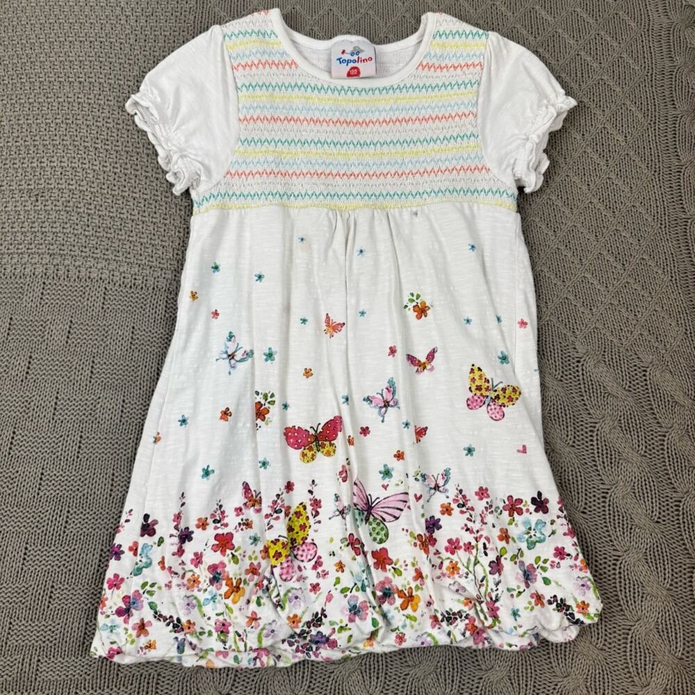 Topolino Cotton Colorful Butterfly Print Girls Bubble Dress ~ 6/7 (122)